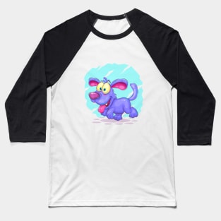 Blue puppy walking Baseball T-Shirt